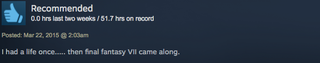 Illustration for article titled Final Fantasy VII, As Told By Steam Reviews